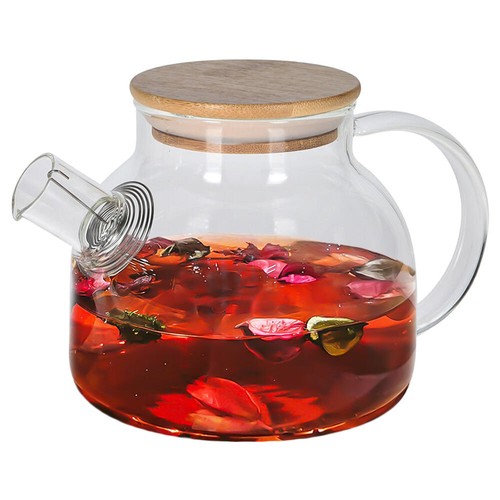 Teekanne glas mit bambus - teekanne,
