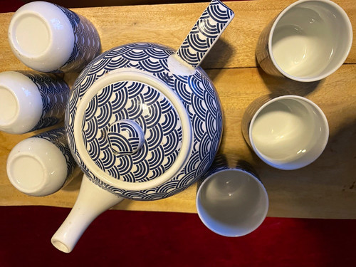 Teekanne keramik blau weiß - teekanne,